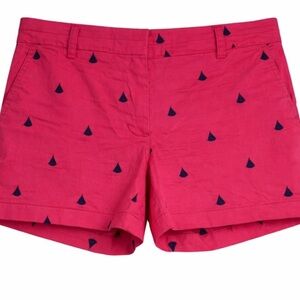 British Khaki Pink Sailboat Embroidered Stretch Shorts Size 4